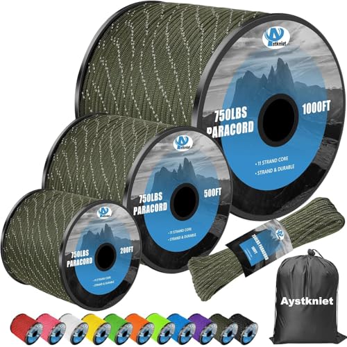 Reflective Paracord Rope 4mm Spool 200ft-1000ft 11‑Strand 50lb Break Strength