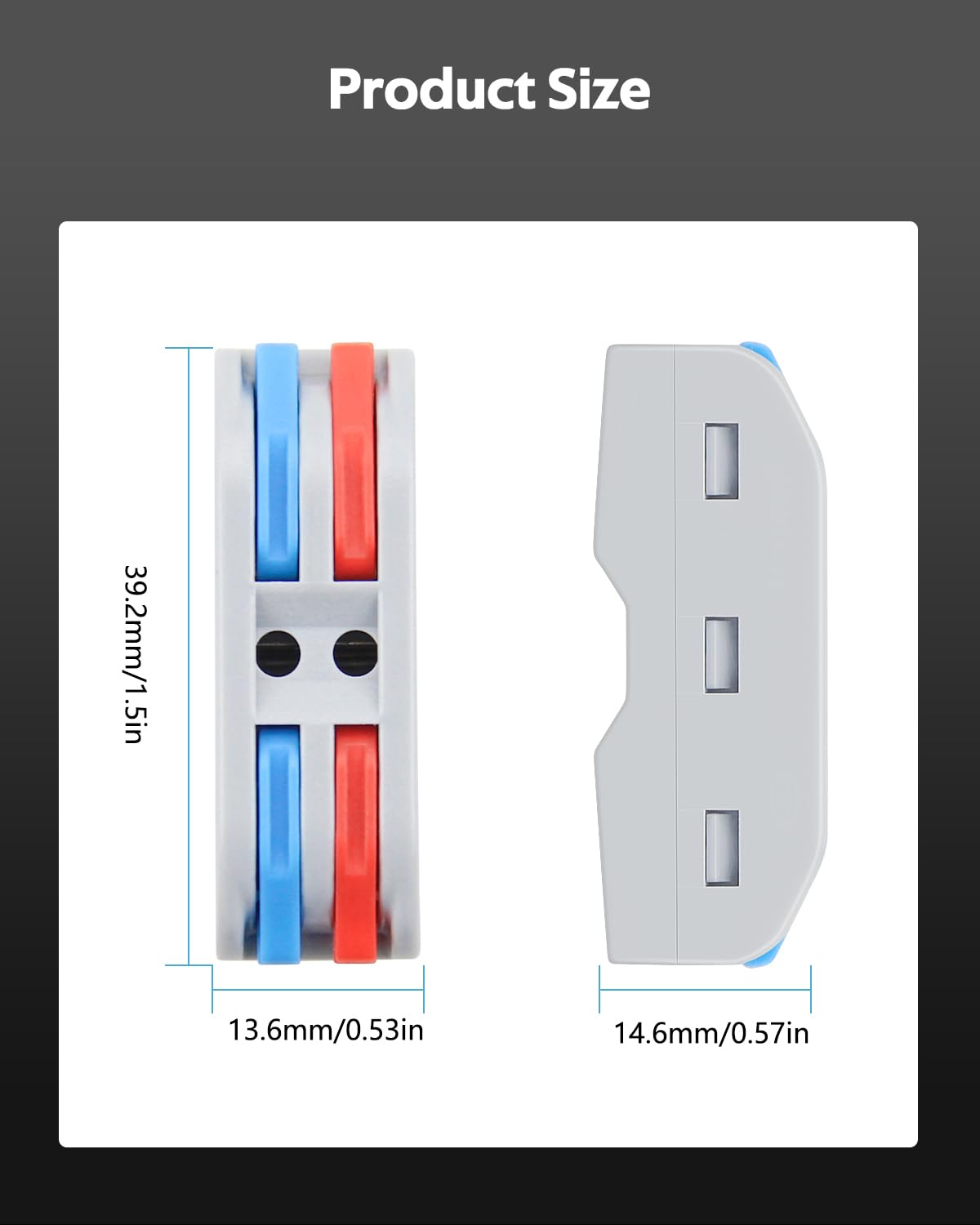 ALITOVE 50pcs Electrical Connectors Push in Lever Nuts Quick Connect 2 Wire Splice Kit Compact Inline Terminals for Wire Splicing Project, 28-12 AWG, 2 in 2 Out
