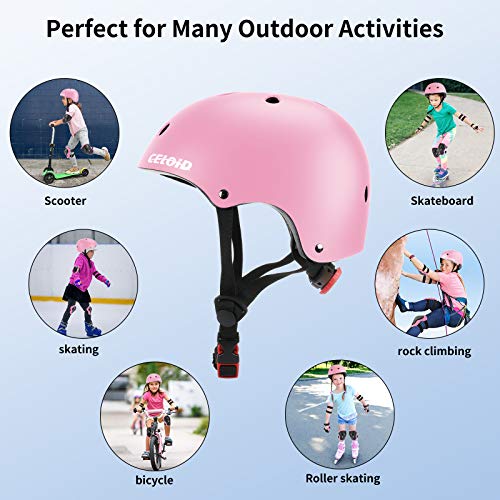 Adjustable Kids Bike Helmet - Multi-Sport Skateboard Helmet M (20.5"-22") Pink