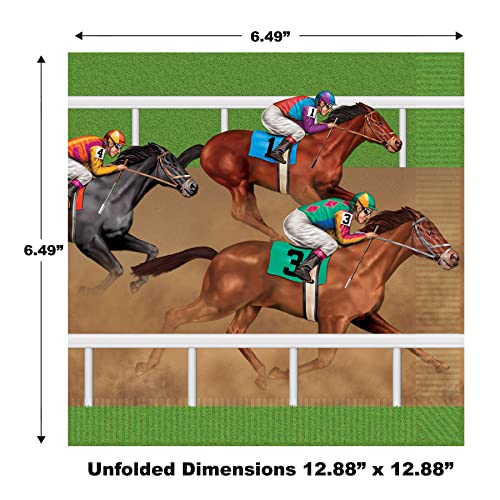 Horse Racing Luncheon Napkins - 16 Pack, 6.5" Square