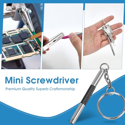 UNEAK - Eyeglass Screwdriver Repair Kit Silver Yellow Pink Black Precision 3 in 1 Mini Screwdrivers Set Keychain Glasses, Sunglasses, Sunglass, Watch, Electronics, Eyeglasses, Flat Head, Phillips, Hex