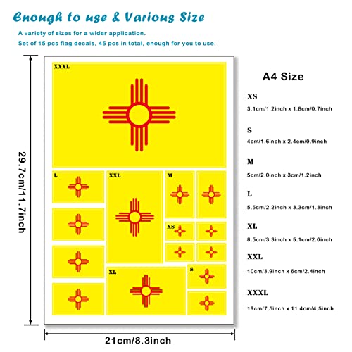 QQSD New Mexico Flag Sticker Decal in Multiple Sizes, 3 Pack, 11.7 x 8.3 Inches