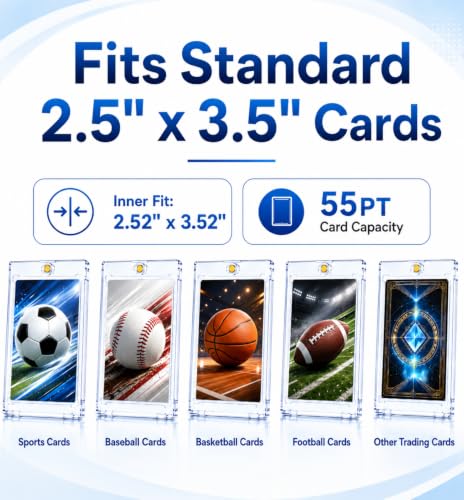55pt Magnetic Card Holders - 50 Pack Clear Acrylic Cases for Trading Cards
