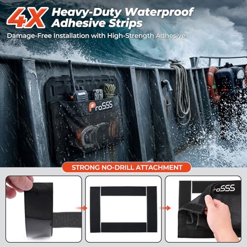 1PC Boat 10"*7" Self-Adhesive Storage Mesh Bag,Marine Organizer for