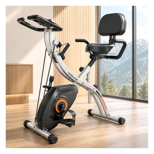 Folding Exercise Bike 5-in-1 - Black-Silver | 380 LBS Capacity, Magnetic Resistance