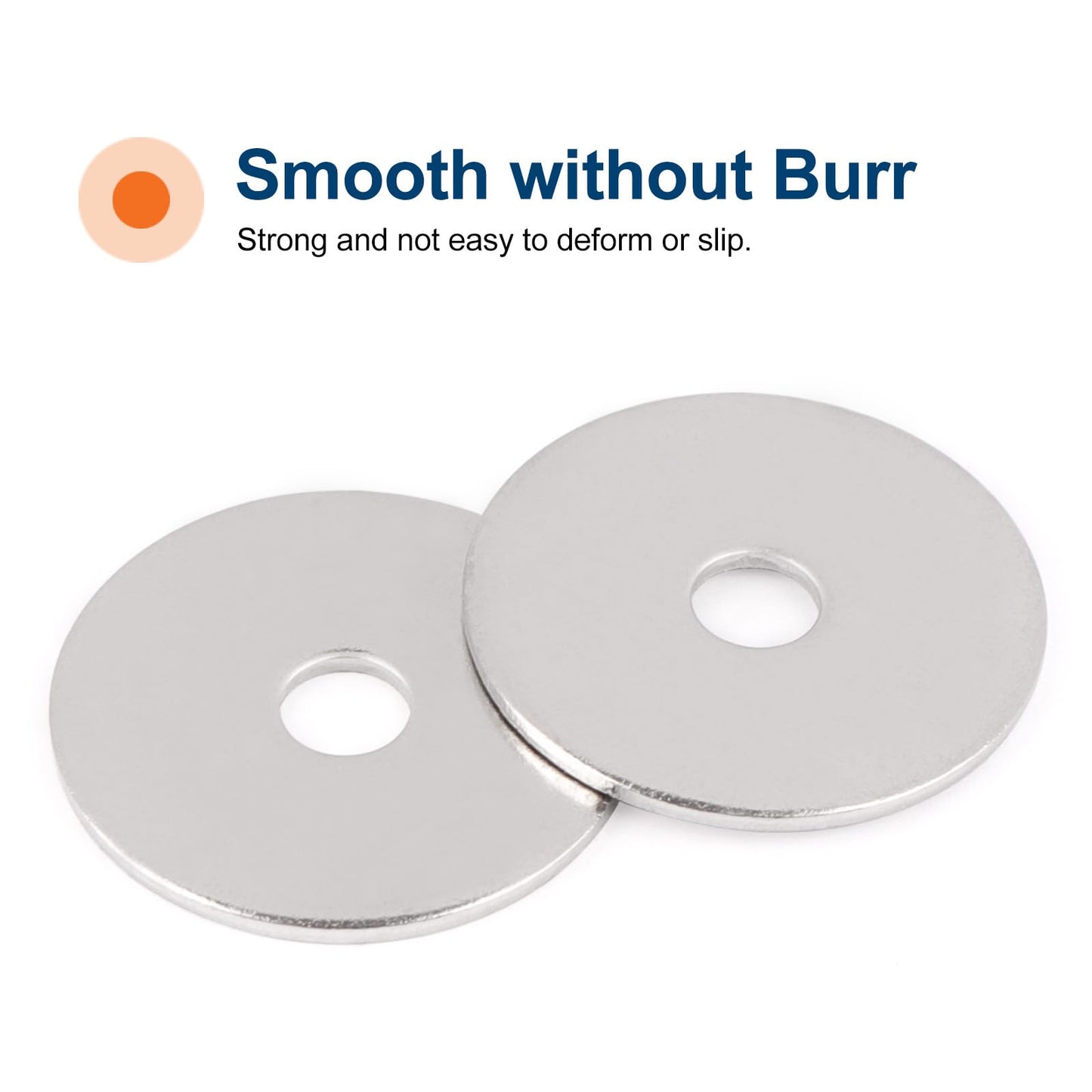 50PCS 1/4" x 1-1/4" Fender Washers, 18-8(304) Stainless Steel Flat Fender Washer, 1/4" ID x 1-1/4" OD, 0.06'' Thick