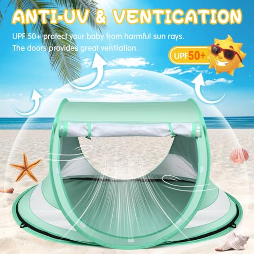 Baby Beach Tent - Pop Up UV Sun Shade for Infants, Green