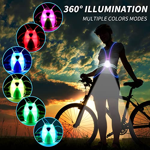 Ni-SHEN Green Reflective Running Vest with Front LED Light for Night Safety