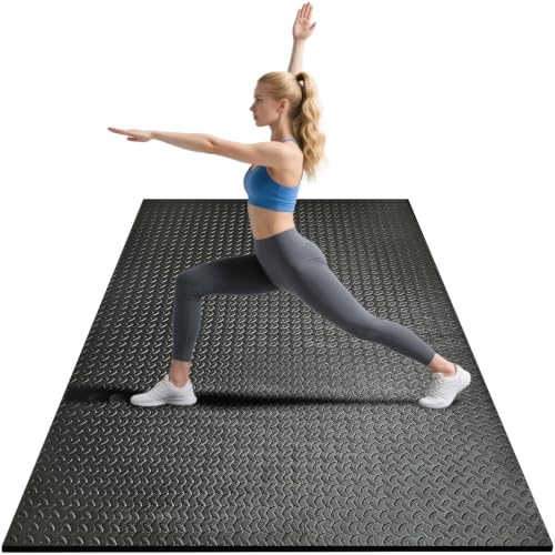 Large Non-Slip Gym Floor Mat 4ft x 6ft x 10mm - Black