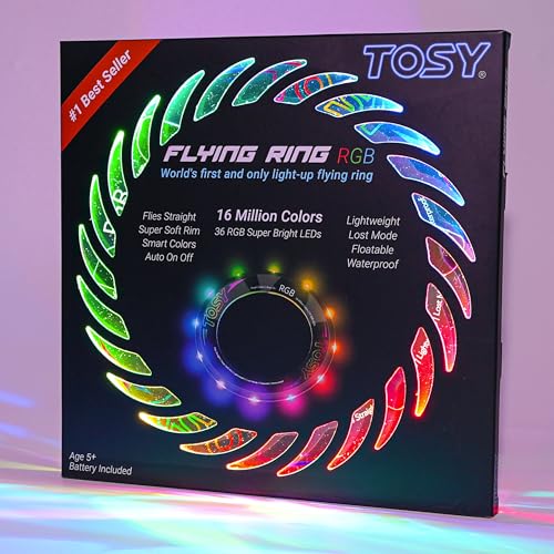 Flying Ring with RGB LED Lights - Waterproof & Soft Rim Toy