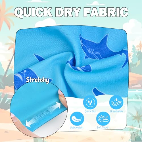 Boys Swim Trunks with Boxer Brief Liner - Shark, 7 Years