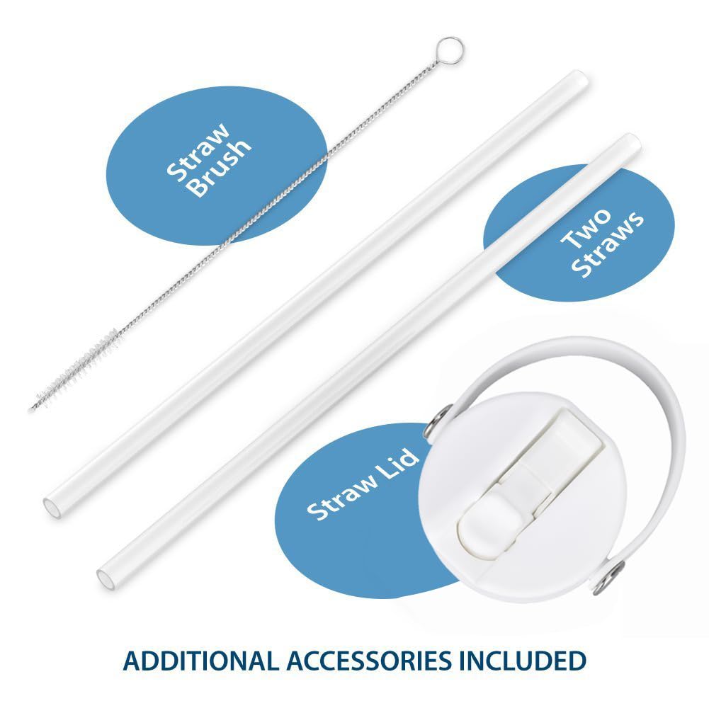 Straw Lid Sport Water Bottle Wide Mouth, Flex Straw Lid Compatible with Hydroflask 12 16 18 20 32 40 64 oz, Replacement Lids and Water Bottle Lid Accessories (White)