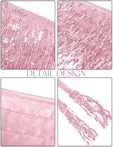 Sequin Tassel Skirt Belly Dance Hip Scarf Wrap - Pink Medium