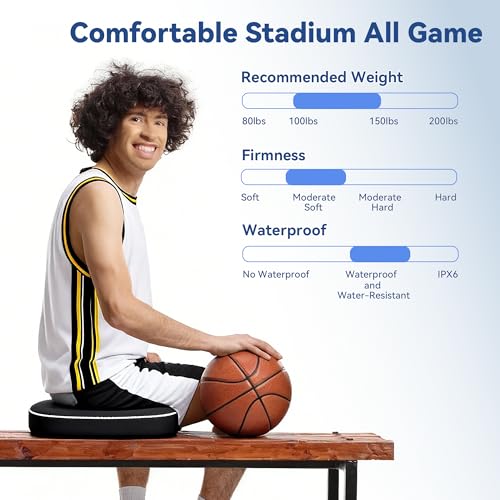 Portable Stadium Seat Cushion - 2.5 Inch Memory Foam with Heat-Defying Silver Coating