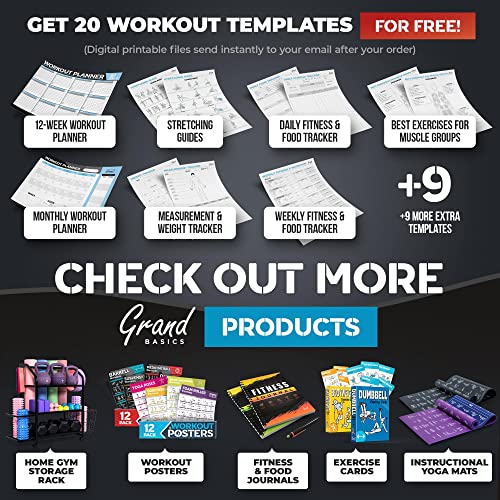 Large Workout Poster Set - 12-Pack Home Gym Exercise Charts - Dark