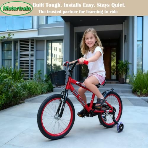 Mutetrain Black Kids Bike Training Wheels for 12-20 Inch Single-Speed Bicycles