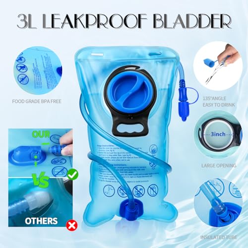 Transparent Hydration Backpack with 3L Insulated Water Bladder for Rave, Hiking, Biking