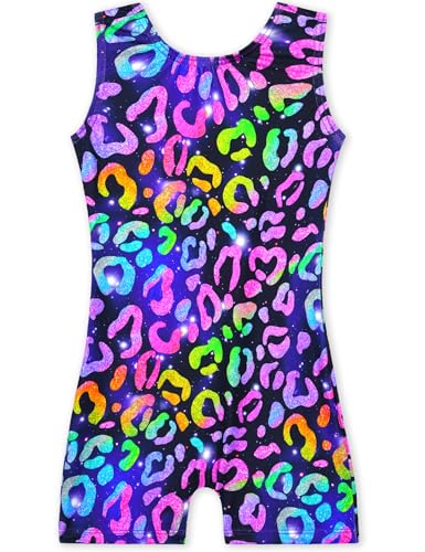 Sleeveless Gymnastics Leotard for Girls 6-7 Years - Colorful Leopard