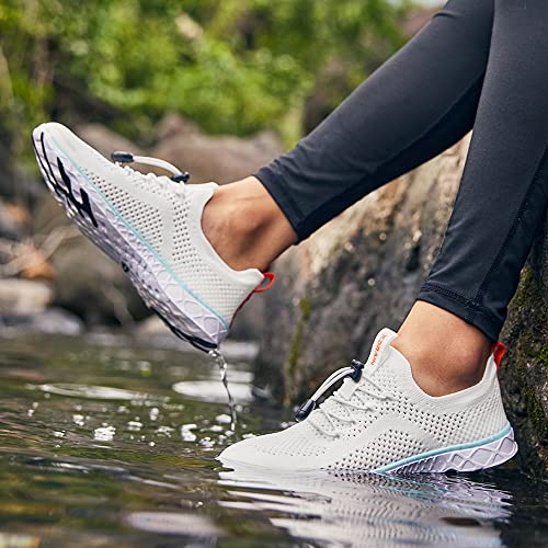 Women's Stylish Water Shoes with Arch Support - White/Aqua