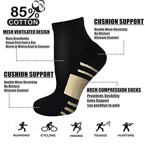 Iseasoo Copper Ankle Compression Socks for Men & Women 5 Pairs