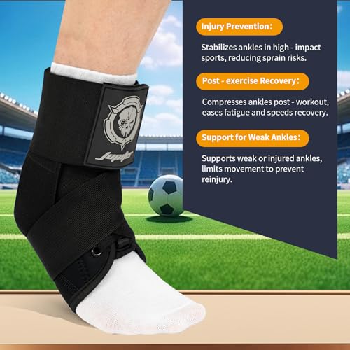 Neoprene Ankle Brace with Dual Springs for Sprains - Blue Medium