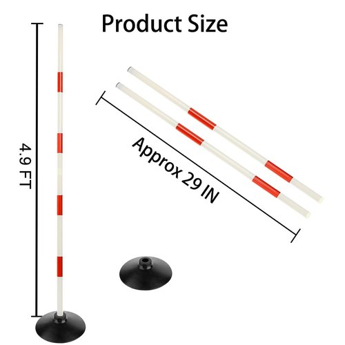 ASENVER Red-White Soccer Agility Pole Set Rubber Base Dribbling Stick Traffic Warning Sign Pole Multifunctional Training Pole (4.9 FT, Pack of 6)