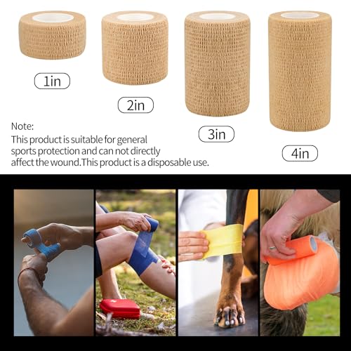 Self-Adhesive Athletic Bandage Wrap - 2 Inch x 5 Yard - 6 Pack, Skin Color