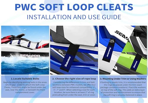 7 Inch Soft Loops for Jet Ski Docking - 4 Pack with Gaskets