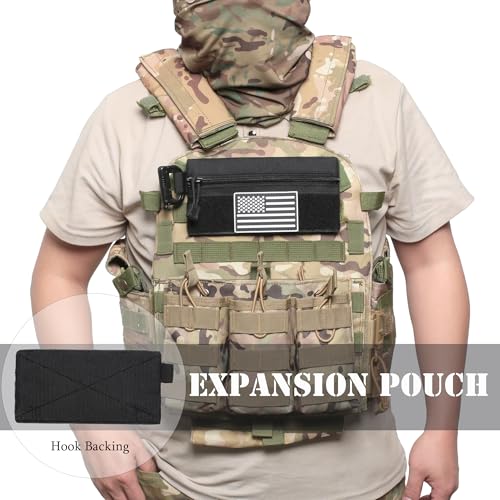3-Piece Tactical Zipper Pouch Set with US Patches & D-Ring Clips for EDC, Travel & Outdoor