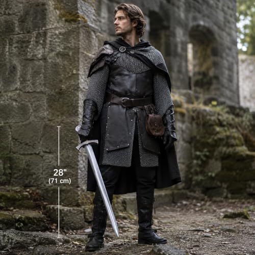 2-Pack Foam Medieval Excalibur Swords with Metallic Finish for Cosplay and Display
