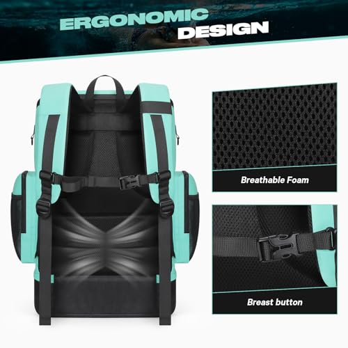 Waterproof Swim Backpack with Shoe Compartment - 35L Capacity
