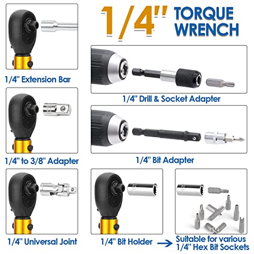 50Pcs Bike Torque Wrench Set - 1/4 Inch Drive 10-230 IN.LB