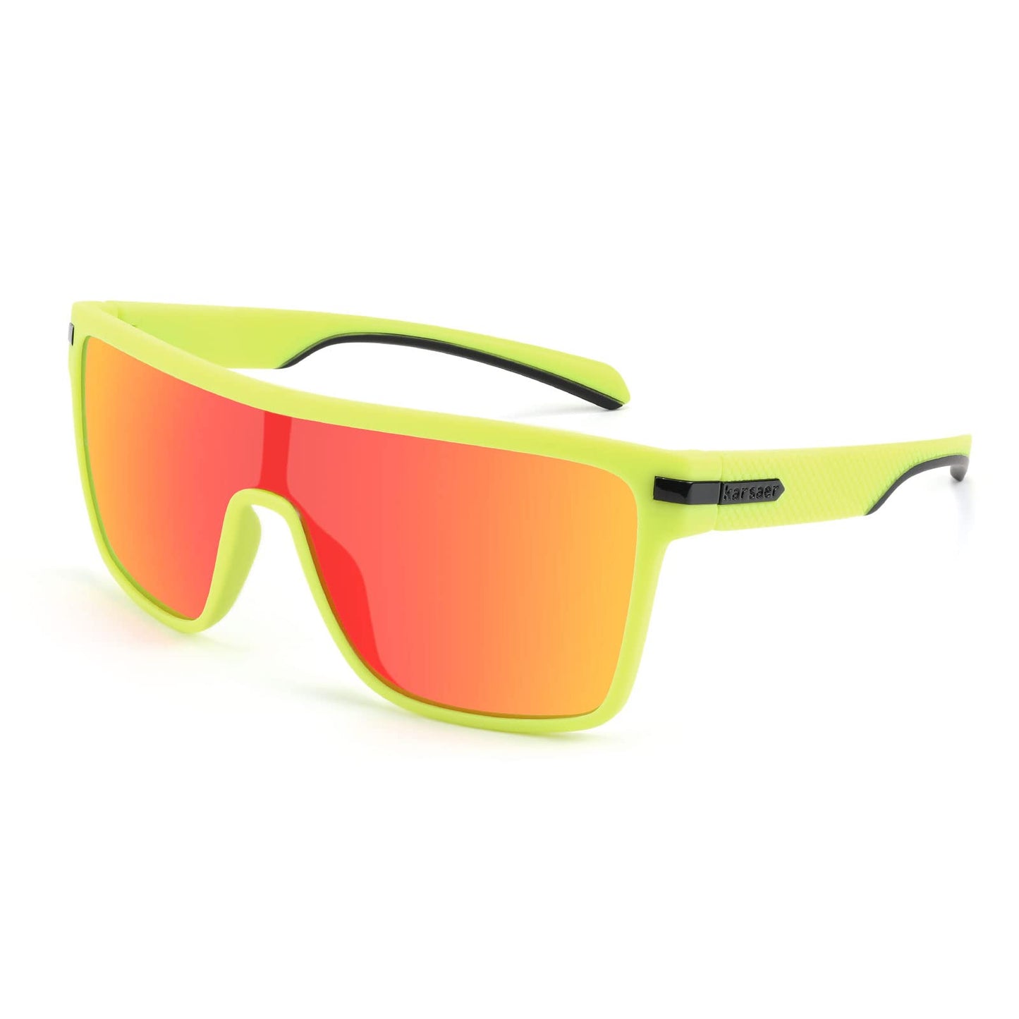 Karsaer Flat Top TR90 Polarized Sports Mens Sunglasses Vintage Square Cycling Running Fishing Golf Hiking Sports Glasses