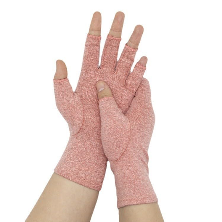 Fingerless Compression Gloves for Hand Support - Large / Pink