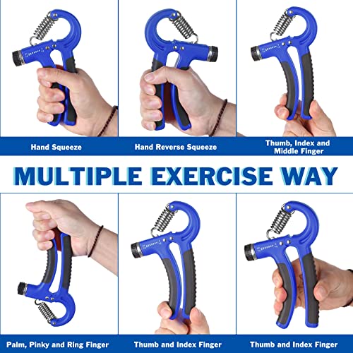 Adjustable Grip Strength Trainer - Hand Exerciser with 11-132 Lbs Resistance - Blue