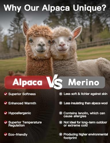 Juclise Baby Alpaca Wool Midweight Crew Socks Large Camel Grey for Men & Women