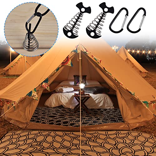 Deck Anchors with Carabiners - 6Pcs Tie Down Rope Tensioner - Black+Carabiner Clips