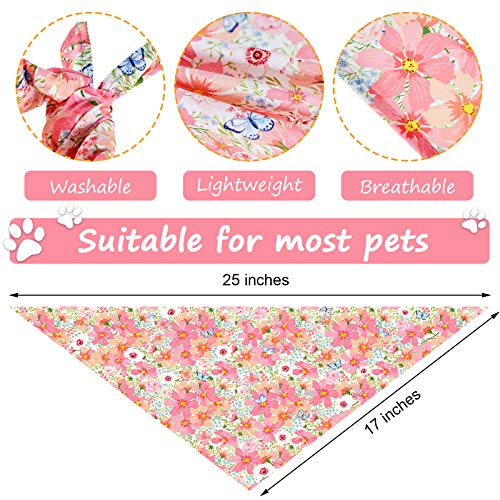 Weewooday 8 Pcs Dog Bandanas for Girls — Floral Sunflower Daisy Prints, Reversible 17x17in, Includes Cute Pattern Variation