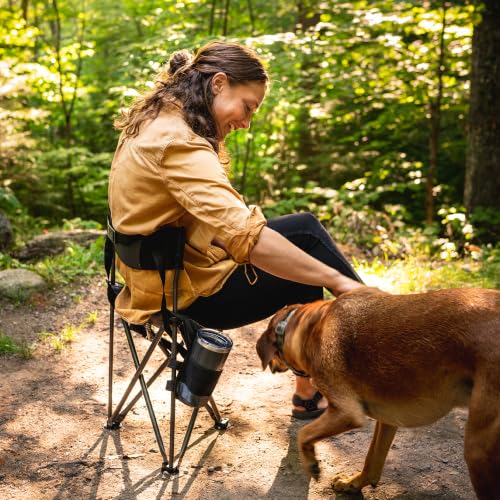GCI Outdoor Quik-E-Seat Portable Folding Tripod Stool with Drink Holder