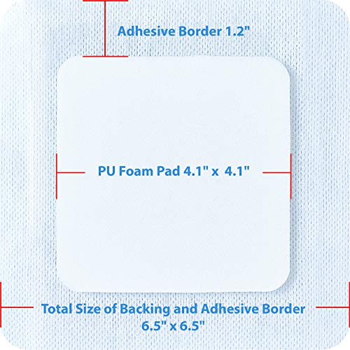 Areza Medical 6.5x6.5 in PU Foam Wound Dressing with Adhesive Border – Sterile (5 pcs)