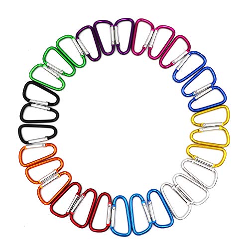 30pc D-Shaped Aluminum Alloy Carabiner Clips for Camping & Hiking