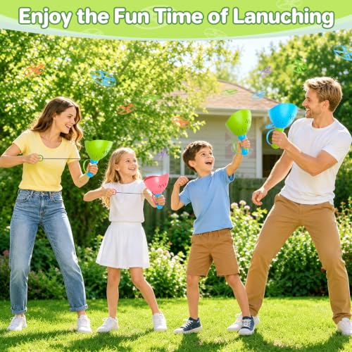 Kids Flying Disc Launcher Toy Set for Outdoor Play Ages 4-8 - 4 Pack