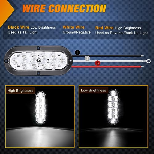 Nilight 6 Pack 6 Inch Red & White Trailer Tail LED Lights with Screws