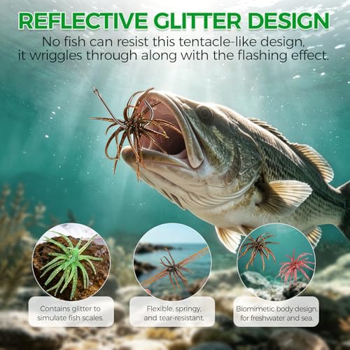 Penicfine 10PC 4.3 Inch Tentacle Fishing Lure Soft Plastic Sea Urchin Bait