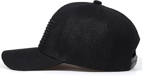 Black American Flag Low Profile Snapback Dad Hat - Adjustable Embroidered US Flag Baseball Cap for Men or Women