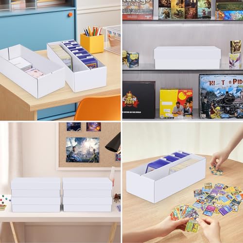 Leyzan 6-Pack Trading Card Storage Box - 2-Row Bulk Card Organizer for TCG & Sports Cards