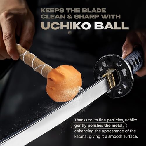 Good Worker Sword Katana Cleaning Kit Large - 2 Choji Oil, Uchiko Ball, Brass Hammer, 4 Mekugi, Wooden Storage Box