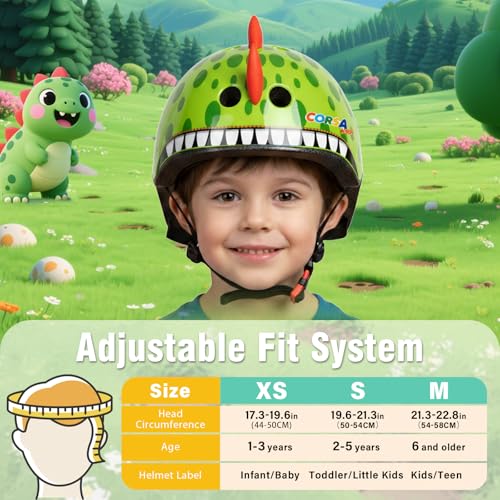 Kids Dinosaur Bike Helmet - Adjustable Multi-Sport Small (50-54 cm)