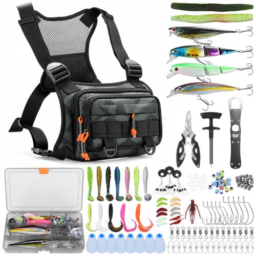 GZZTORES Green All-in-One Fishing Tackle Pack with Tackle Box & Lures