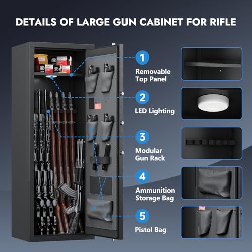 Gun Safe for 21 Firearms - rifles & pistols, Black